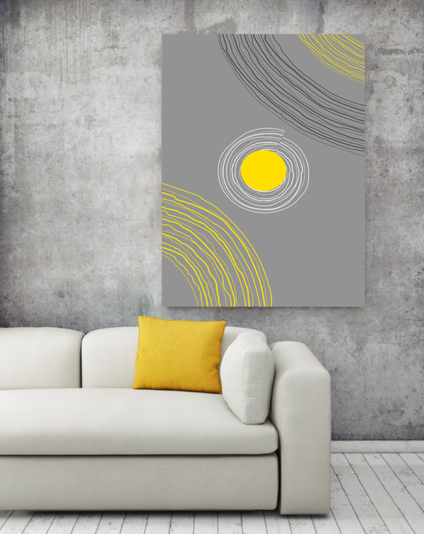 Quadro Decorativo Cinza Amarelo